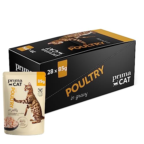 PrimaCat - Klassisches Nassfutter für Katzen, Geflügel in Bratensoße, für sterilisierte/kastrierte Katzen, 28er-Packung mit je 85 g von prochoice Professional's Choice