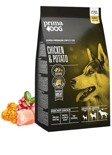 PrimaDog Kroketten für erwachsene Hunde, Huhn und Kartoffeln, 10 kg, ohne Weizen, das perfekte Futter für Ihren erwachsenen Hund, für Hunde aller Größen von PrimaDog