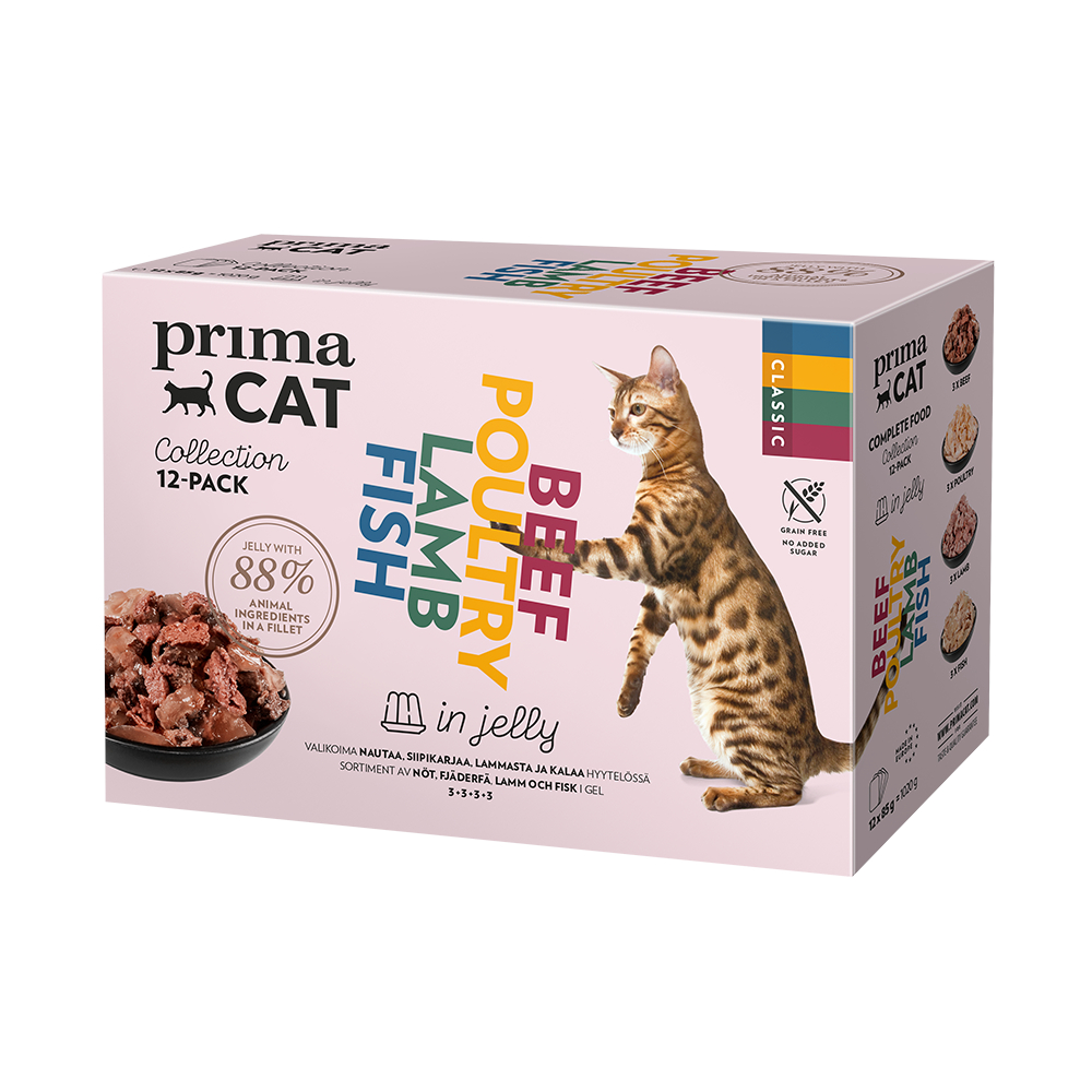 PrimaCat Classic in Gelee 12 x 85 g - Classic-Mix (4 Sorten) von PrimaPet