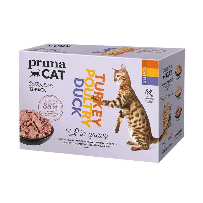 PrimaCat Classic in Soße 12 x 85 g - Geflügel-Mix (3 Sorten) von PrimaPet