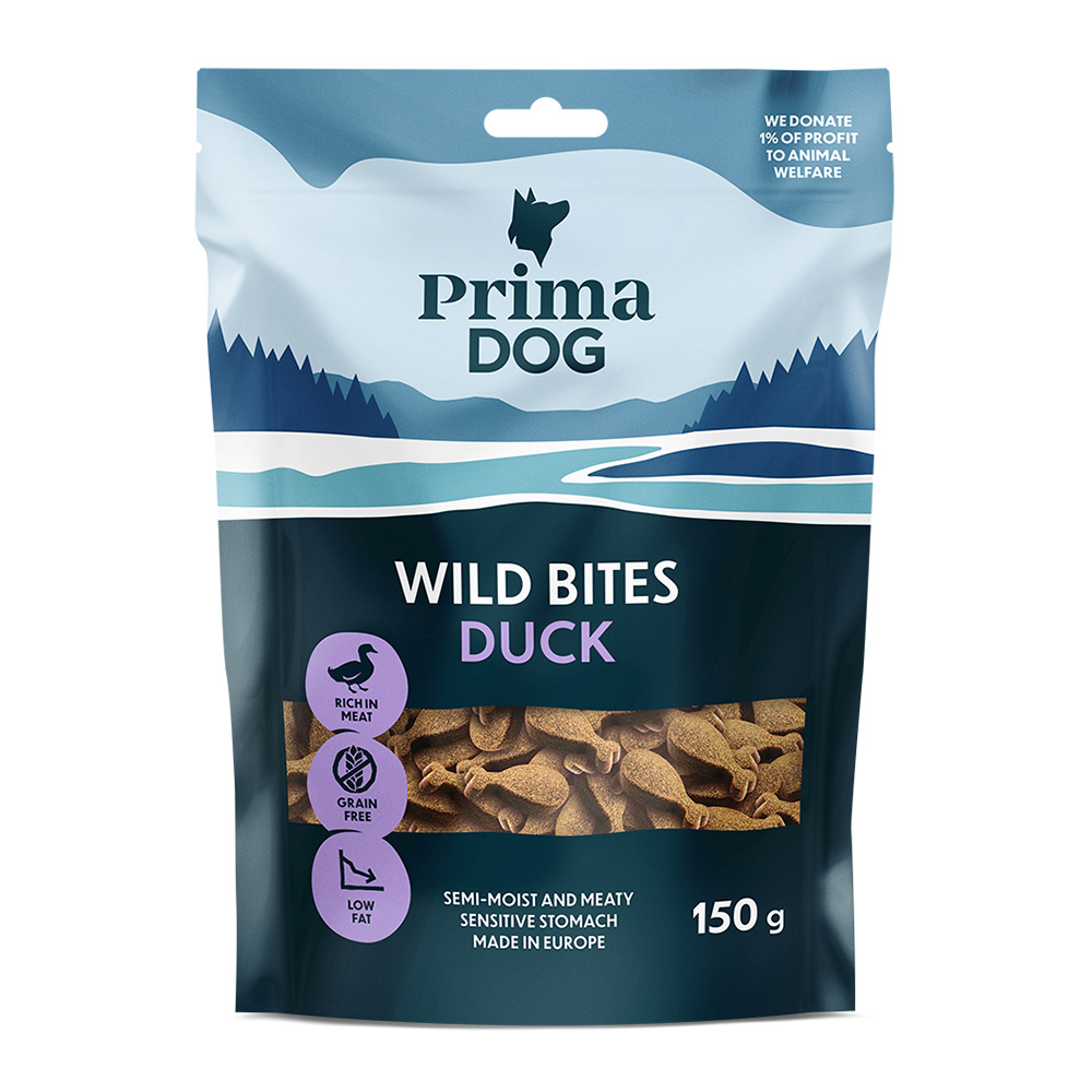 PrimaDog Wild Bites Soft Snack - Ente & Sonnenhut (4 x 150 g) von PrimaPet