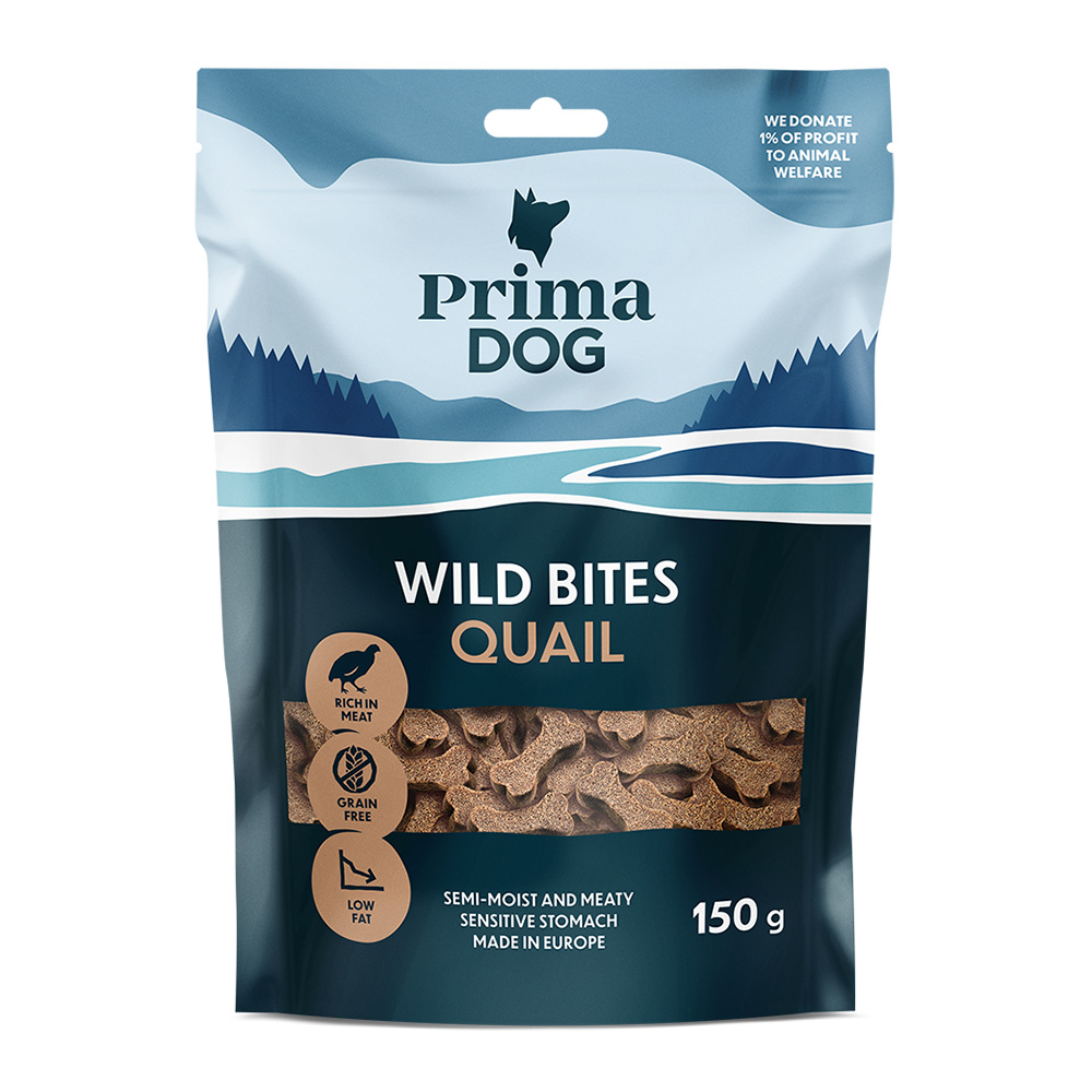 PrimaDog Wild Bites Soft Snack - Wachtel & Weißdorn (4 x 150 g) von PrimaPet