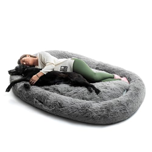 Primal Internet GmbH Premium Haustierbett Hund und Mensch Anti-Stress & Anti-Angst | Hundebett XXL 190x140 cm | Orthopädisch erhöhter Rand | rutschfeste Unterseite von Primal Internet GmbH