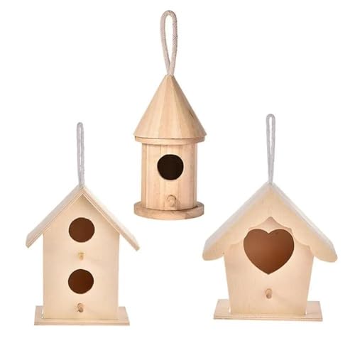 Vogelhaus wetterfest zum Aufhängen aus Holz | DIY Style zum Bemalen | Vogelfutterhaus Vogelhäuschen (Einfache Öffnung) von Primal Internet GmbH