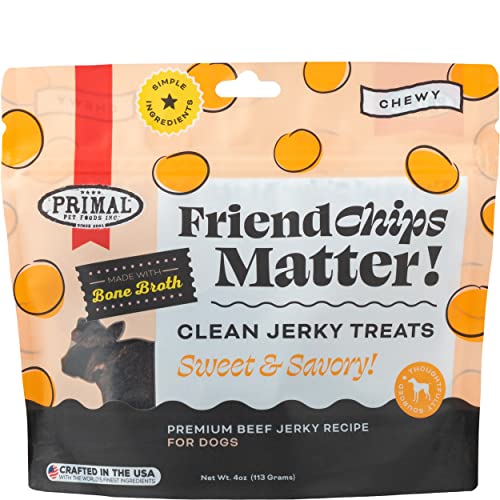 Primal Pet Foods Leckerlis für Hunde mit getrocknetem Rindfleisch, aus Rinderknochenbrühe für Hunde, FriendChips Matter von Primal Pet Foods