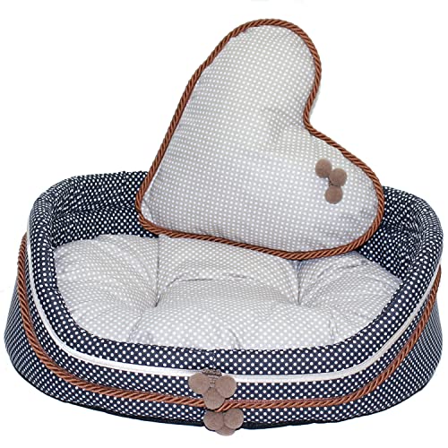 Hundebett Katzenbett mit Herz Kissen - Bommel Braun- Hunde Katze Kissen Hundekorb Katzenkor (Mit Decke) von Primawela