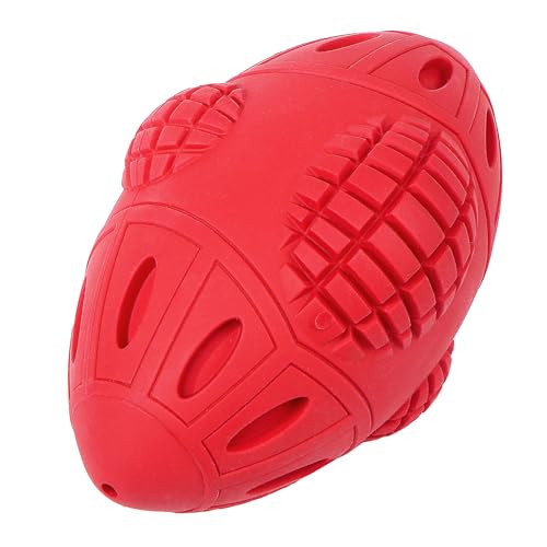 PrimePets Hundespielzeug für aggressive Kauer, robustes Gummi-Kauspielzeug für große mittelgroße Hunde, rot, quietschender Hundefußball für interaktives Apportieren, Zahnreinigung von PrimePets