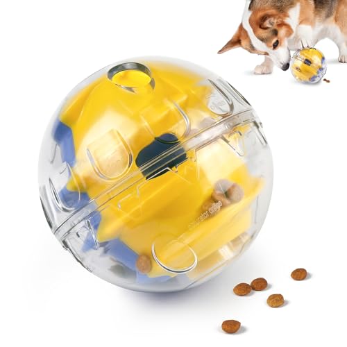 PrimePets Leckerli-Ball für Hunde, verstellbar, interaktives Spielzeug, langsames Füttern, 12 cm, Gelb/Blau von Prime Pets