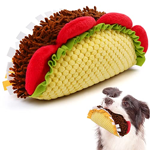 PrimePets Plüsch-Taco-Hundespielzeug, quietschendes Hundespielzeug, Futterförmiges Haustierspielzeug für kleine, mittelgroße und große Hunde, gefülltes Kauspielzeug, Hundegeschenk von Prime Pets