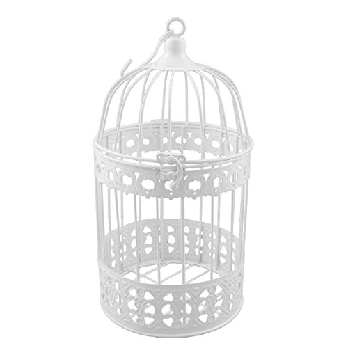 PrimoLiving Metall Deko Vogelkäfig weiß - Hochzeitsdeko Vintage - P-403 Gr. L (ca. 17 x 32 cm) - Tischdeko Hochzeit Vogel Voliere Landhaus Stil von PrimoLiving