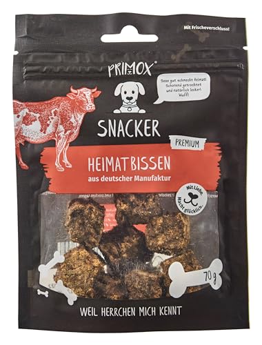 PRIMOX® Heimat-Bissen Rind 70g I Natürliche Hundesnacks aus Deutscher Manufaktur I Ideal für Training & Belohnung I Frische-Garantie Beutel von Primox