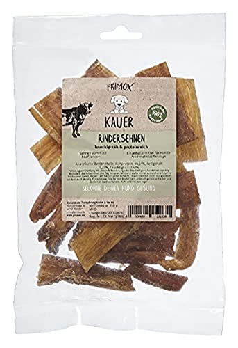 PRIMOX® KAUER Rindersehnen 250g I Knackig-zäher, proteinreicher Kausnack I Intensive Zahnpflege, Stärkung der Kaumuskulatur I 100% natürliche Rohstoffe für deinen Hund von Primox