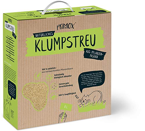 PRIMOX® Natürliche Katzenstreu aus Pflanzenfasern 8 L | Umweltfreundlich & Biologisch Abbaubar | Leichtes Gewicht | Geruchshemmend | Praktische Verpackung von Primox