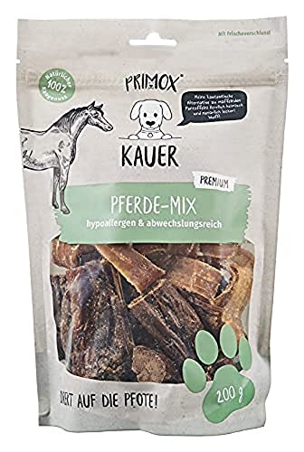 PRIMOX® Pferde-Mix 200g I Hypoallergener & abwechslungsreich | Premium Hunde-Kausnack und 100% natürlich | Ideal für Ernährungssensible Hunde | Pflegt Zähne & stärkt Kaumuskulatur von Primox