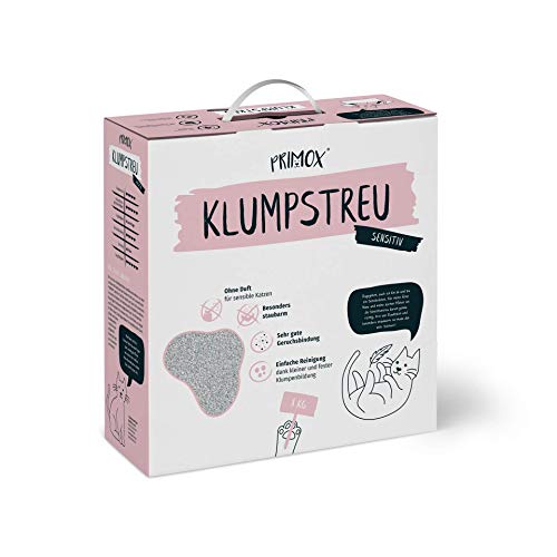 PRIMOX® Sensitiv-Klumpstreu 8 kg Ohne Duft I Besonders staubarm I 40 Tage Frische | Effiziente Geruchsbindung I Einfache Dosierung I Optimal für empfindliche Katzen von Primox