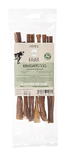 PRIMOX Rinderdarm Kausticks für Hunde 15 x 60g I 100% Natürlich, proteinreich & elastisch | Unterstützt Zahnpflege & stärkt Kaumuskulatur | Schonend getrocknet von Primox