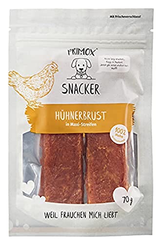 PRIMOX SNACKER Hühnerbrust in Maxi Streifen - getreidefreier Fleisch-Snack/Leckerli aus Huhn für Hunde - ideal für's Training, 1er Pack (1 x 0.07 kilograms) von Primox