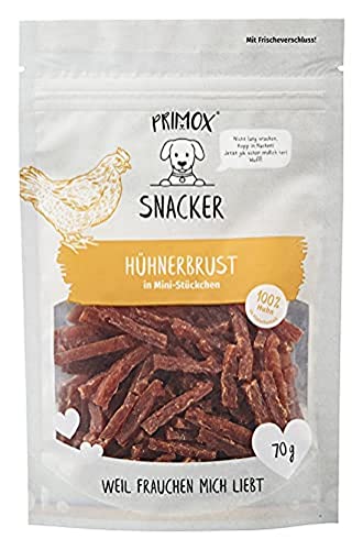 PRIMOX SNACKER Hühnerbrust in Mini Stückchen - getreidefreier Fleisch-Snack/Leckerli aus Huhn für Hunde - ideal für's Training, 1er Pack (1 x 0.07 kilograms) von Primox