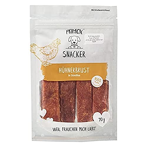 PRIMOX Snack Hühnerbrust in Streifen - getreidefreier Fleisch-Snack/Leckerli aus Huhn für Hunde - ideal für's Training, 1er Pack (1 x 0.07 kilograms) von Primox