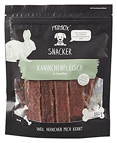 PRIMOX SNACKER Kaninchenfleisch in Streifen - getreidefreier Fleisch-Snack/Leckerli für Hunde - ideal für's Training, 1er Pack (1 x 0.20 kilograms) von Primox