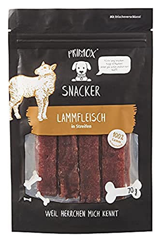 PRIMOX SNACKER Lammfleisch in Streifen - getreidefreier Fleisch-Snack/Leckerli für Hunde - ideal für's Training, 1er Pack (1 x 0.07 kilograms) von Primox