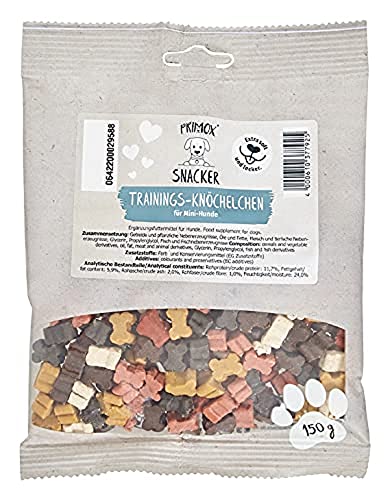 PRIMOX SNACKER Trainings-Snack Knöchelchen Knochen für Mini-Hunde - zuckerfreier Snack/Leckerli für Hunde - ideal für's Training, unterwegs und zwischendurch, 1er Pack (1 x 0.15 kilograms) von Primox