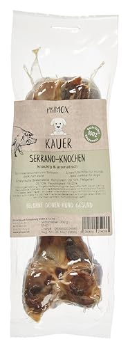 PRIMOX Serrano-Knochen 6 x 300g | Knackiger Kauknochen für Hunde | 100% natürlich | Verträgliches Monoprotein | Ohne Zusätze | Langanhaltenes Kauvergnügen von Primox