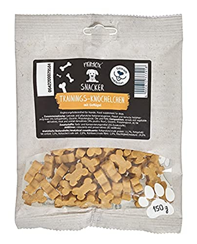 PRIMOX Snack Trainings-Snack Knöchelchen Knochen mit Geflügel - zuckerfreier Snack/Leckerli für Hunde - ideal für's Training, unterwegs und zwischendurch, 1er Pack (1 x 0.15 kilograms) von Primox