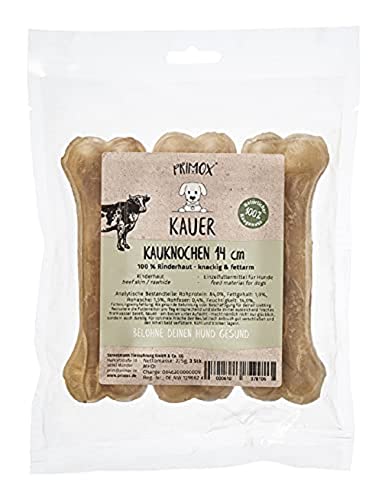 Primox Kauknochen 14cm,10 x 225g | Kauknochen für Hunde | 100% Rinderhaut | Knackig & fettarm | Monotprotein | Ohne Zusätze | Zahnpflege & Kauspaß von Primox