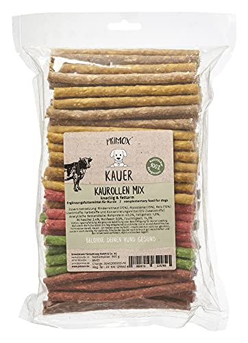 Primox Kaurollen-Mix 900g | Leckerer Kauspaß für Hunde | befriedigt Kautrieb & pflegt die Zähne | Gesunde Beschäftigung von Primox