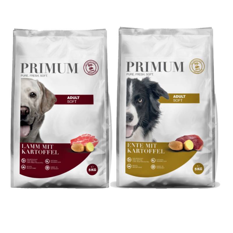 Kombi-Paket Primum Adult Soft 2 x 5 kg - Ente mit Kartoffel + Lamm mit Kartoffel von Primum