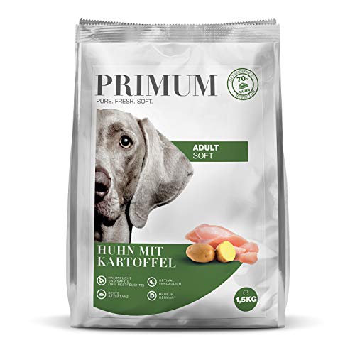 Primum- Soft Huhn mit Kartoffel - 1,5 kg - Halbfeuchtes Hundefutter - Getreidefreies Trockenfutter - Hoher Fleischanteil - Optimal verdaulich von Primum