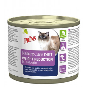 Prins NatureCare Diet Weight Reduction & Diabetic Nassfutter Katze 1 Palette (6 x 200 g) von Prins