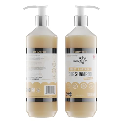 Hundeshampoo für Hunde, HaferflockenShampoo für Hunde, professionelles pHAusgewogen, tierversuchsfrei, silikon und parabanfrei, welpenfreundlich, hergestellt in Großbritannien (500 ml mit Pumpe) von Pritty Pets