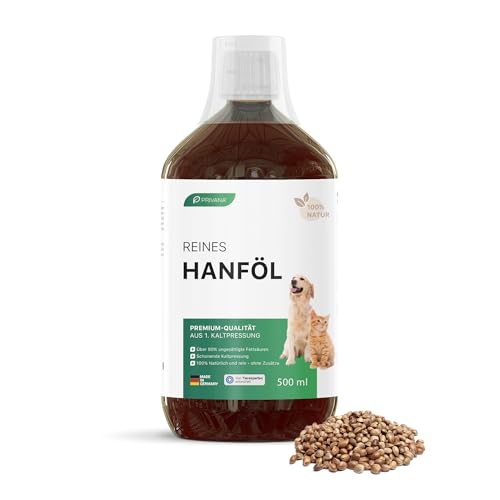 Privana Reines Hanföl für Hunde und Katzen, 500 ml, Futteröl, Barf-Öl, Futterzusatz von Privana