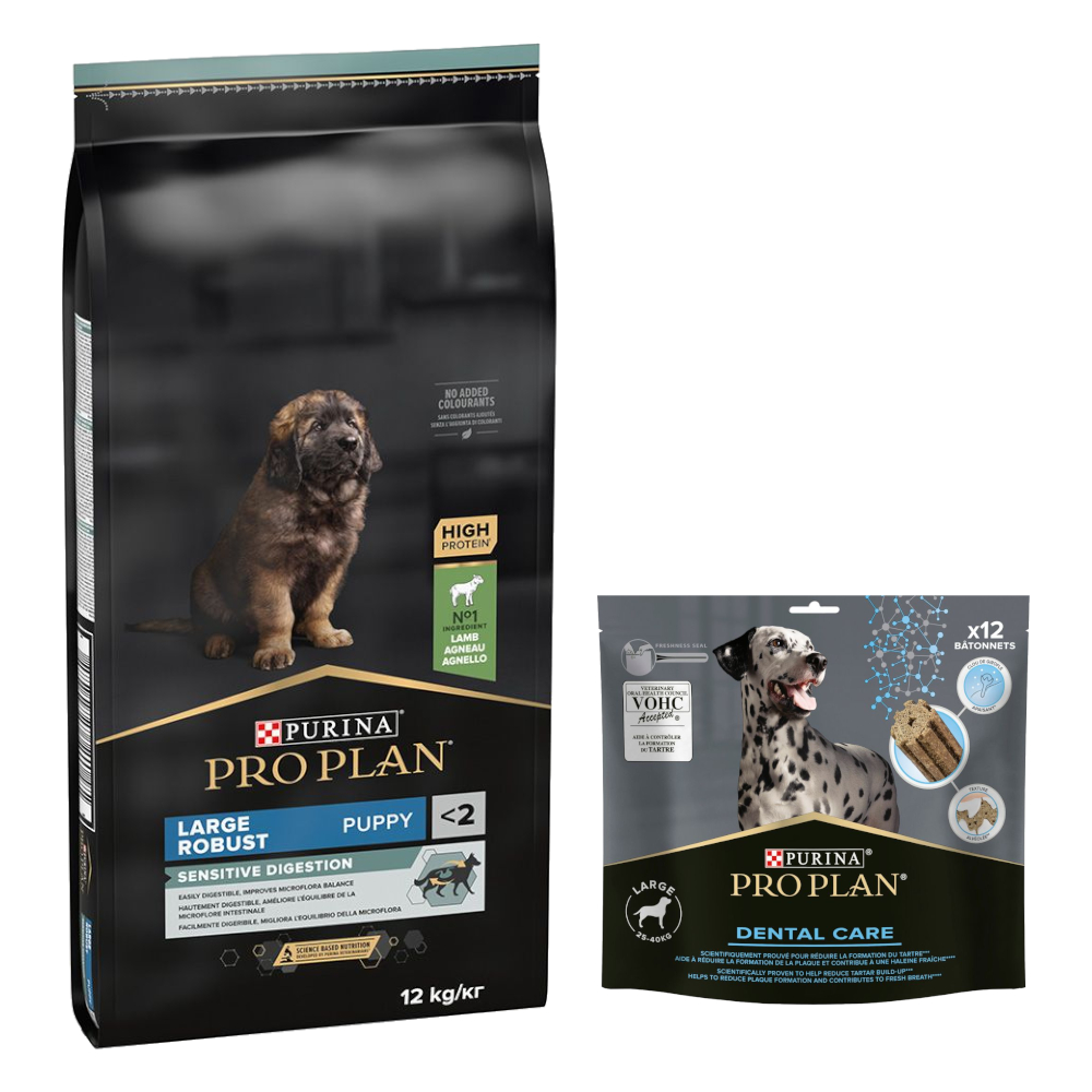 12 kg PURINA PRO PLAN Puppy + Dental Care passender Snack gratis! - Large Robust Sensitive Digestion Lamm + für große Hunde 426 g 12 kg PURINA PRO PLAN Puppy + Dental Care passender Snack gratis! - Large Robust Sensitive Digestion Lamm + für große Hunde 426 g von Pro Plan