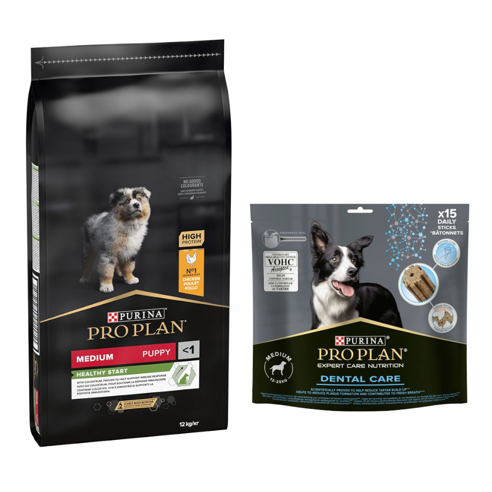 12 kg PURINA PRO PLAN Puppy + Dental Care passender Snack gratis! - Medium Healthy Start + Medium Dog 345 g 12 kg PURINA PRO PLAN Puppy + Dental Care passender Snack gratis! - Medium Healthy Start + Medium Dog 345 g von Pro Plan