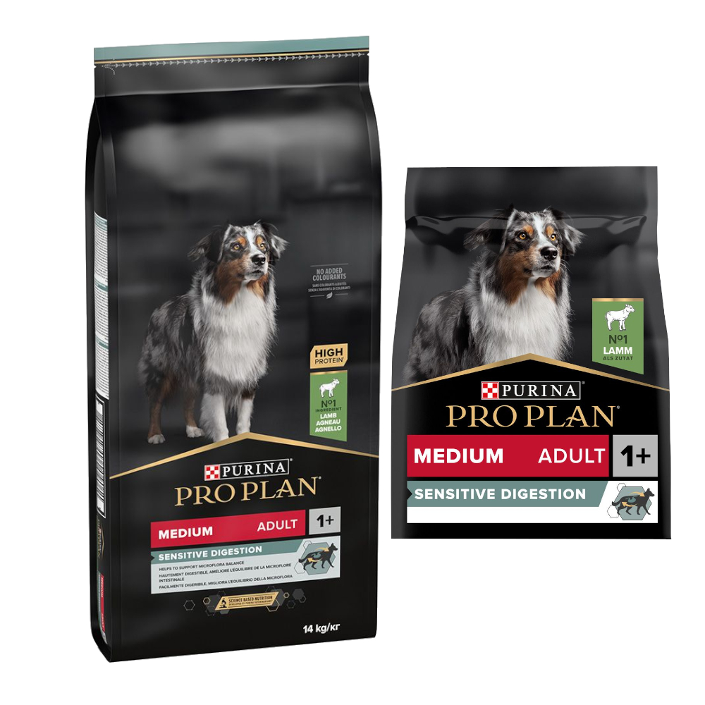 14 kg + 3 kg gratis! 17 kg PURINA PRO PLAN Adult - Medium Adult Lamm & Reis Sensitive Digestion von Pro Plan