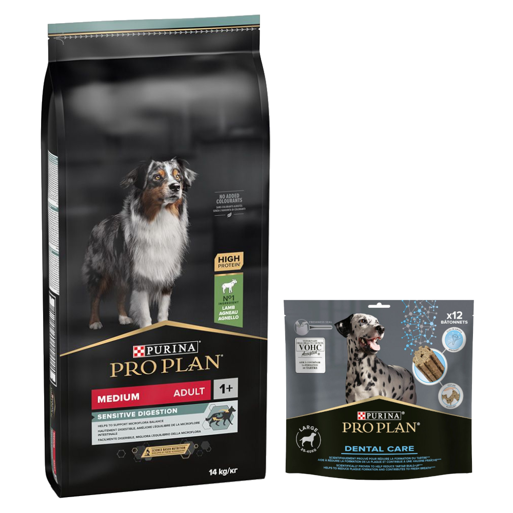 14 kg PURINA PRO PLAN Adult + 426 g Dental Care Snack für große Hunde gratis! - Medium Lamm & Reis Sensitive Digestion 14 kg PURINA PRO PLAN Adult + 426 g Dental Care Snack für große Hunde gratis! - Medium Lamm & Reis Sensitive Digestion von Pro Plan