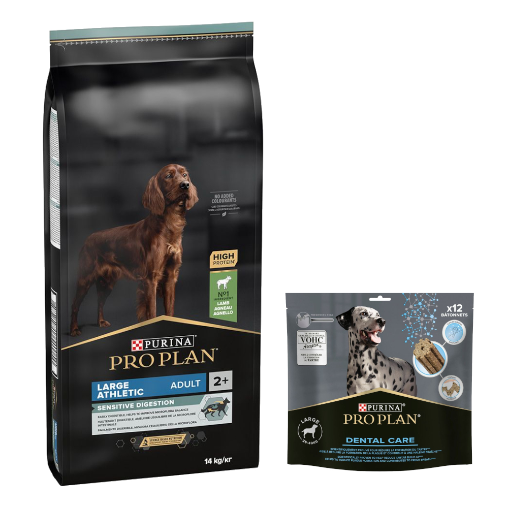 14 kg PURINA PRO PLAN Adult + Dental Care passender Snack gratis! - Large Athletic Lamm & Reis Sensitive Digestion + für große Hunde 426 g 14 kg PURINA PRO PLAN Adult + Dental Care passender Snack gratis! - Large Athletic Lamm & Reis Sensitive Digestion + für große Hunde 426 g von Pro Plan