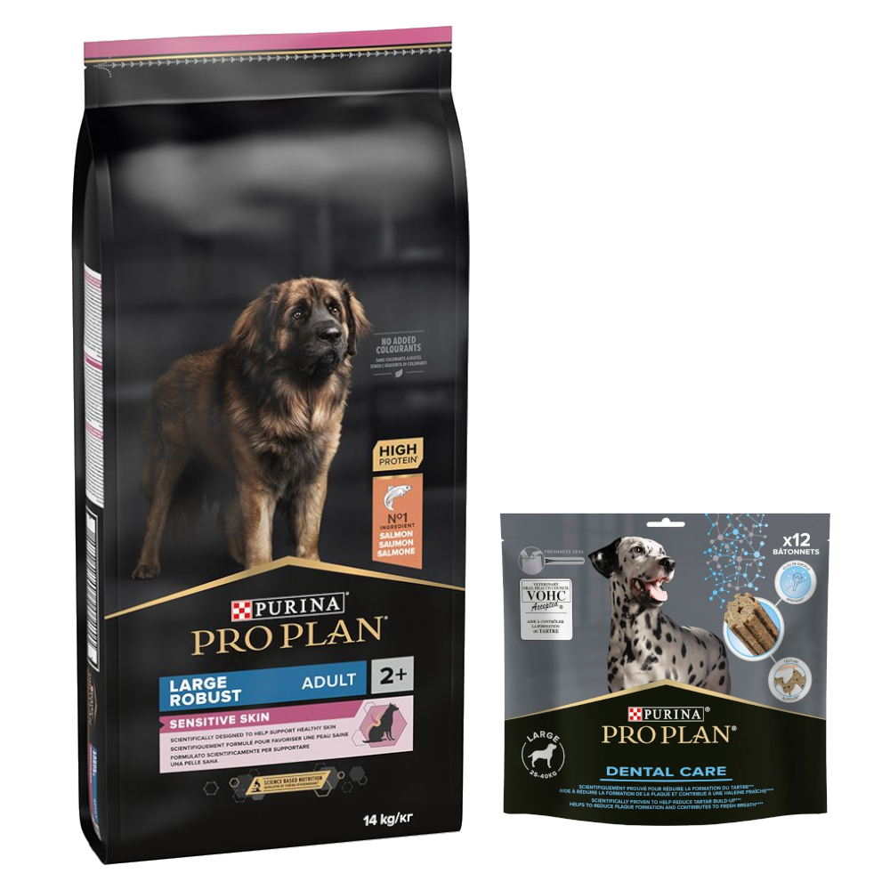 14 kg PURINA PRO PLAN Adult + Dental Care passender Snack gratis! - Large Robust Sensitive Skin Lachs + für große Hunde 426 g 14 kg PURINA PRO PLAN Adult + Dental Care passender Snack gratis! - Large Robust Sensitive Skin Lachs + für große Hunde 426 g von Pro Plan