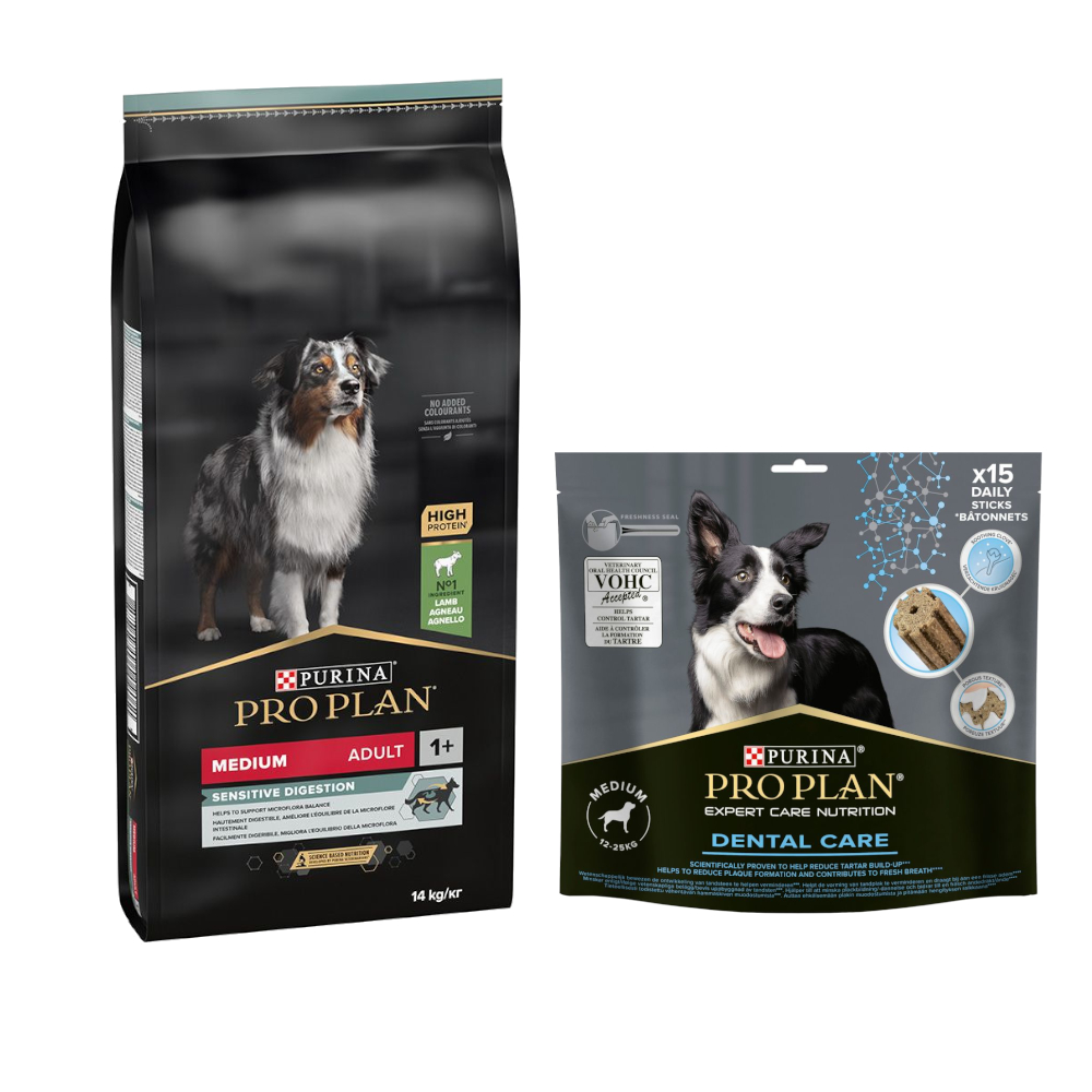14 kg PURINA PRO PLAN Adult + Dental Care passender Snack gratis! - Medium Lamm & Reis Sensitive Digestion + Medium Dog 345 g 14 kg PURINA PRO PLAN Adult + Dental Care passender Snack gratis! - Medium Lamm & Reis Sensitive Digestion + Medium Dog 345 g von Pro Plan
