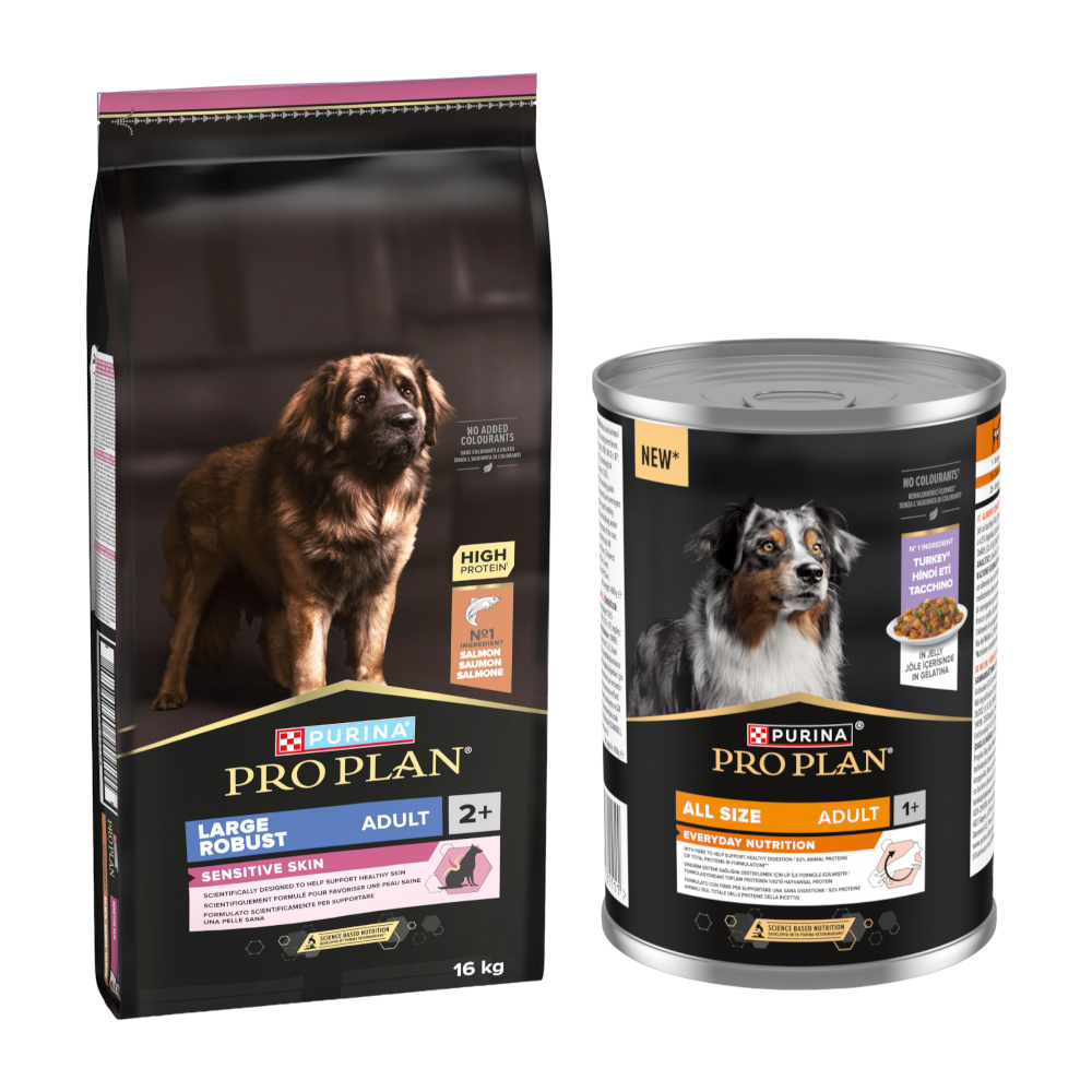 16 kg PURINA PRO PLAN + 12 x 400 g All Size Adult Everyday Nutrition in Jelly gratis! - Large Robust Adult Sensitive Skin Lachs + Truthahn 16 kg PURINA PRO PLAN + 12 x 400 g All Size Adult Everyday Nutrition in Jelly gratis! - Large Robust Adult Sensitive Skin Lachs + Truthahn von Pro Plan