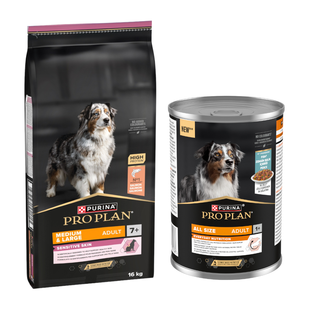 16 kg PURINA PRO PLAN + 12 x 400 g All Size Adult Everyday Nutrition in Jelly gratis! - Medium & Large Adult 7+ Sensitive Skin + Fisch 16 kg PURINA PRO PLAN + 12 x 400 g All Size Adult Everyday Nutrition in Jelly gratis! - Medium & Large Adult 7+ Sensitive Skin + Fisch von Pro Plan