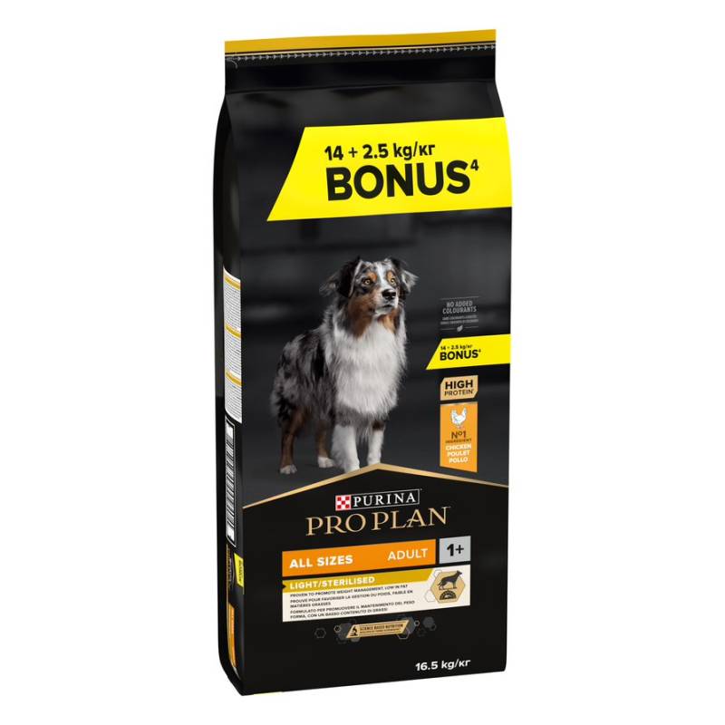 2,5 kg gratis! 16,5 kg PURINA PRO PLAN - All Sizes Adult Light/Sterilised von Pro Plan