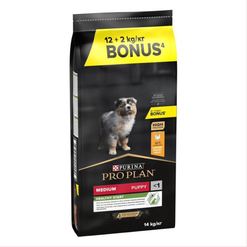 2 kg / 2,5 kg gratis! 14 kg / 16,5 kg PURINA PRO PLAN - 14 kg Medium Puppy Healthy Start: Huhn & Reis von Pro Plan