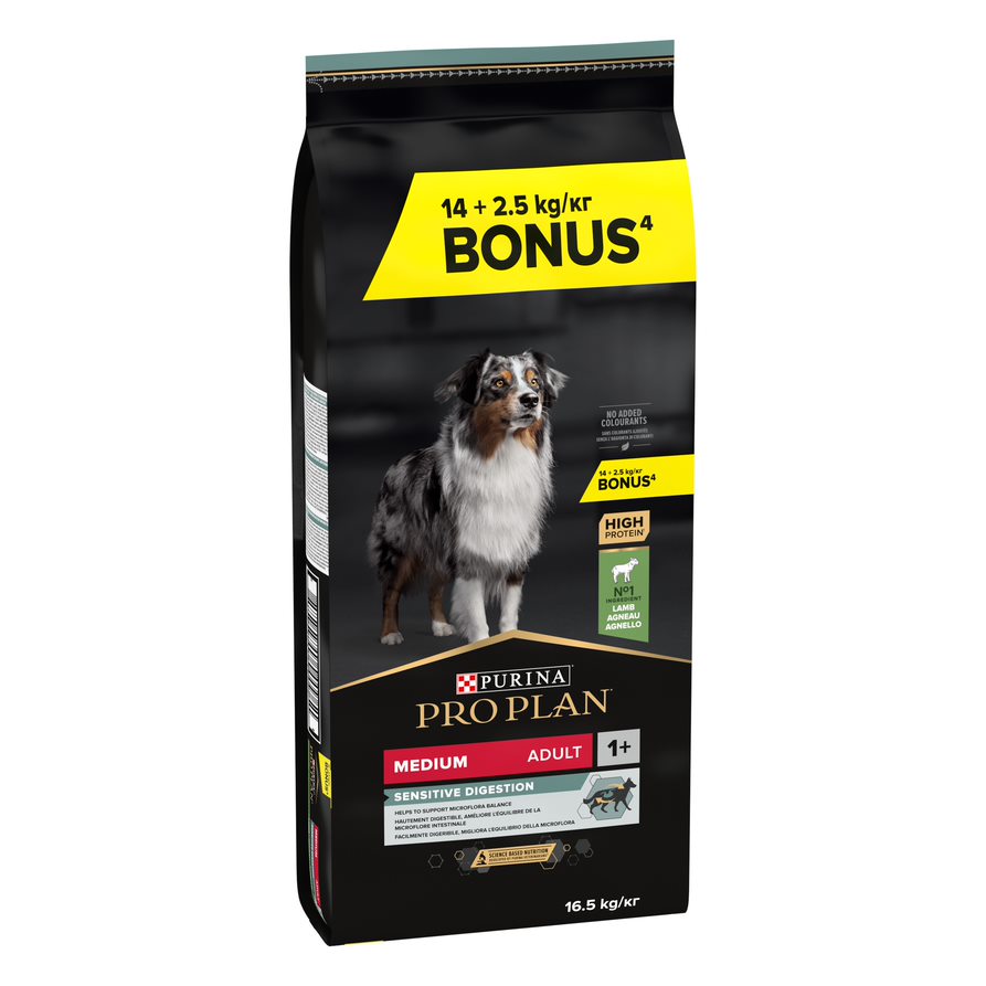 2 kg / 2,5 kg gratis! 14 kg / 16,5 kg PURINA PRO PLAN - 16,5 kg Medium Adult Sensitive Digestion: Lamm & Reis von Pro Plan