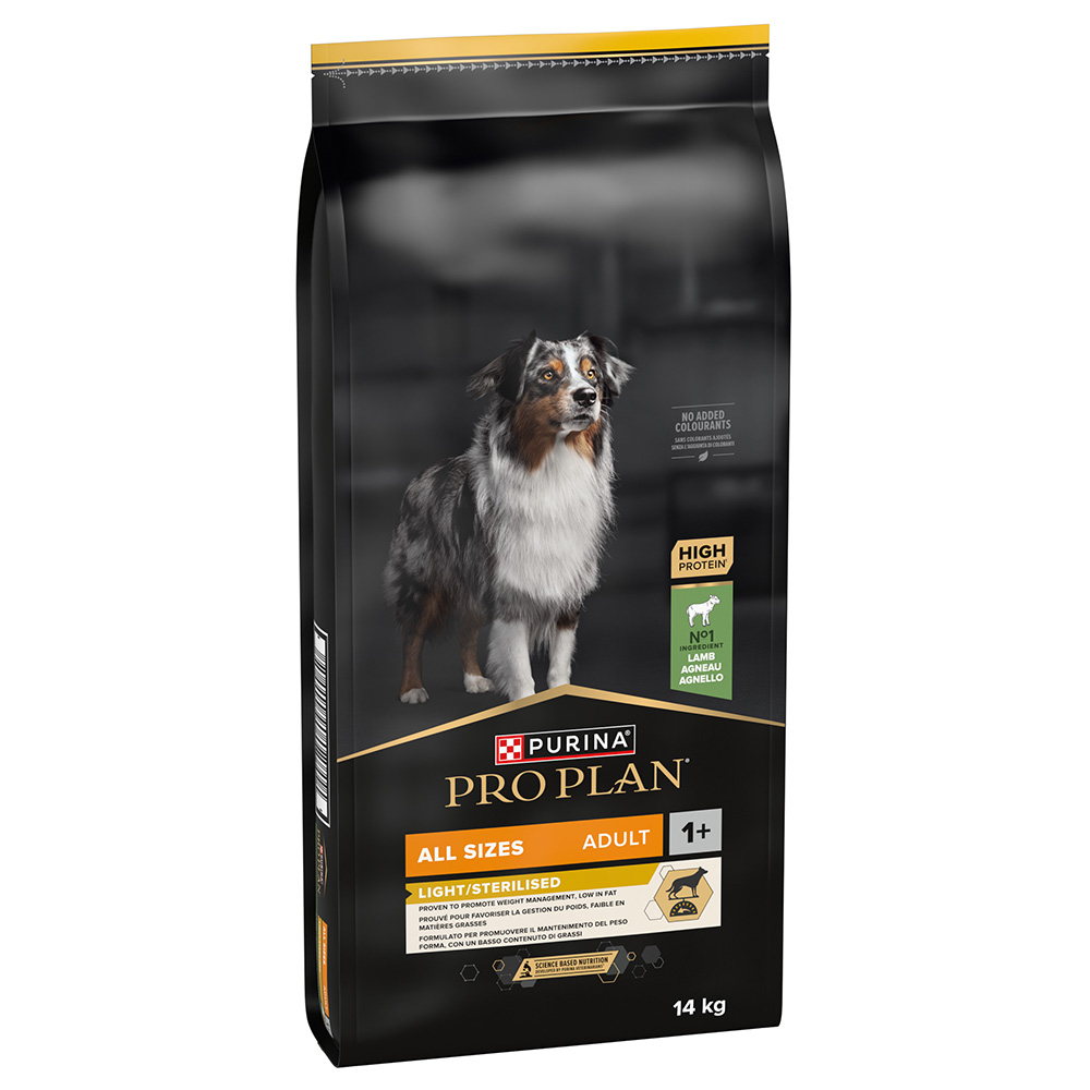 2 kg gratis! 12 kg / 14 kg PURINA PRO PLAN - Adult Light Sterilised Lamm (14 kg) von Pro Plan