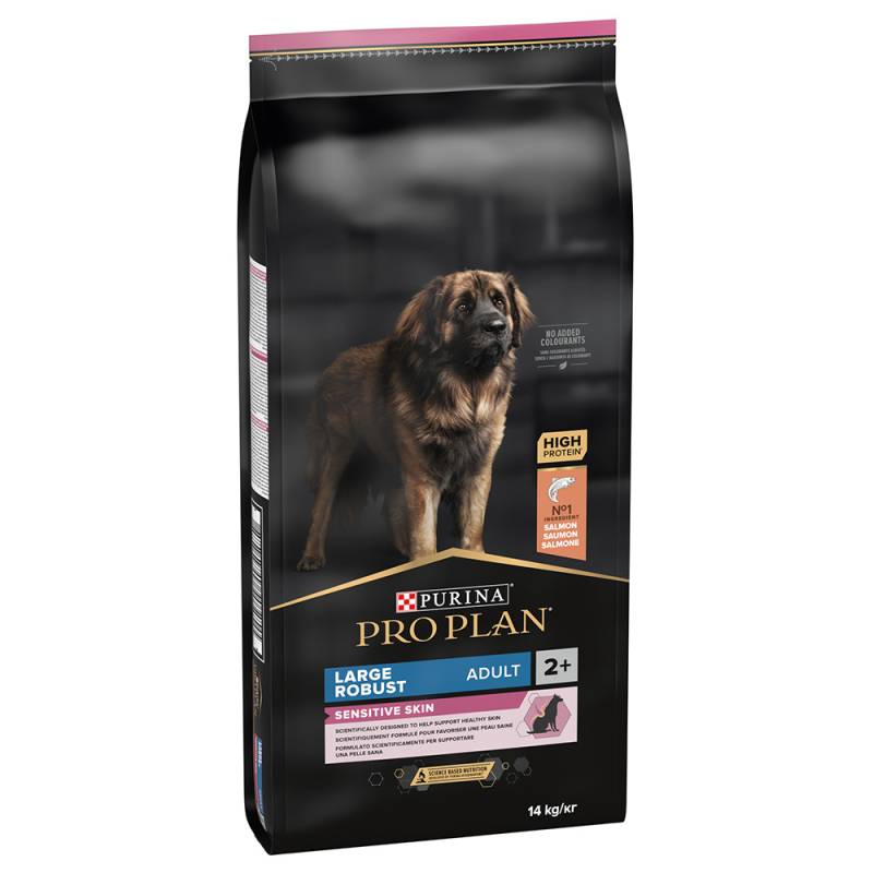 2 kg gratis! 12 kg / 14 kg PURINA PRO PLAN - Large Robust Adult Sensitive Skin Lachs (14 kg) von Pro Plan