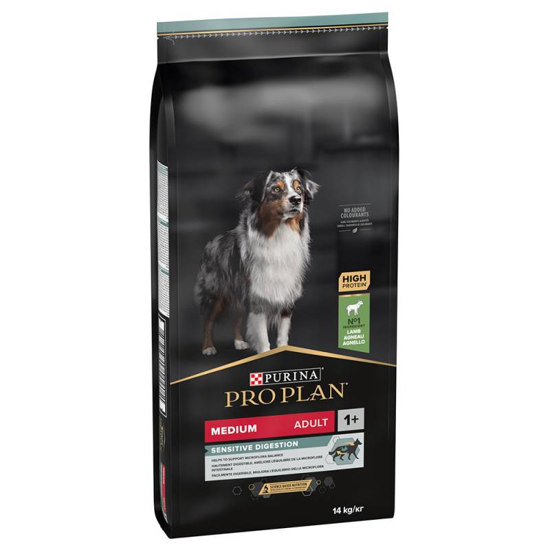 2 kg gratis! 12 kg / 14 kg PURINA PRO PLAN - Medium Adult Lamm & Reis Sensitive Digestion (14 kg) von Pro Plan